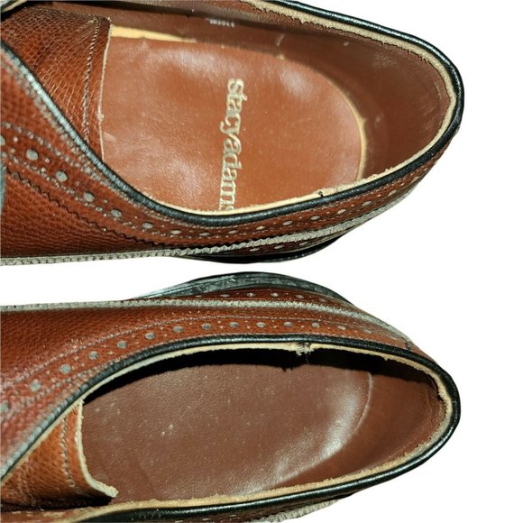 VINTAGE Stacy Adams Gunboats Full Pebble Grain Leather Wingtip 9.5 EEE - Picture 8 of 11